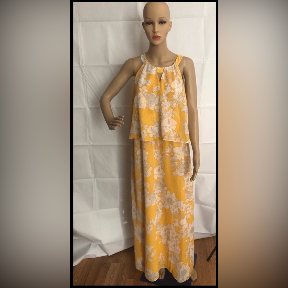 Chico’s floral Yellow Halter Maxi Dress - Picture 3 of 8